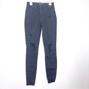 Judy Blue Black Skinny Jeans Mid-Rise Stretch Size 0/24 Distressed EUC